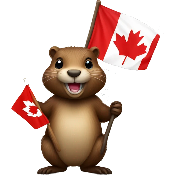 a beaver holding canadian flag emoji