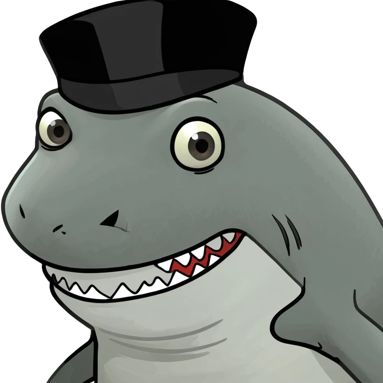 Shark with a top hat emoji