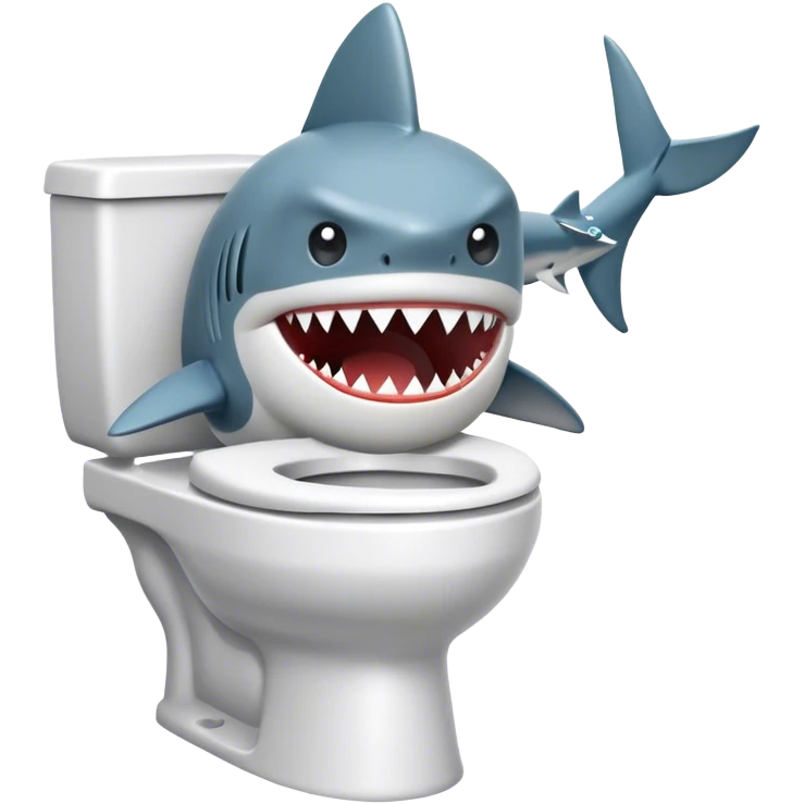 Toilet with fist and a shark hat emoji