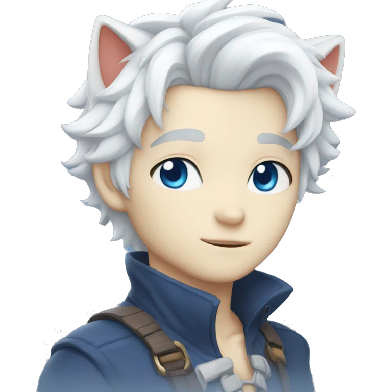 white haired catboy with blue eyes and white palid skin emoji