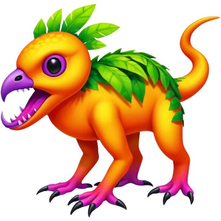 Multi-colored, neon-colored, randomly-colored Toxic Tropical Fionbri-Falvie-Vernid-Fakémon-creature (full body) emoji