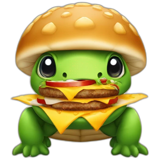 tortue avec hamburger sur la tête emoji