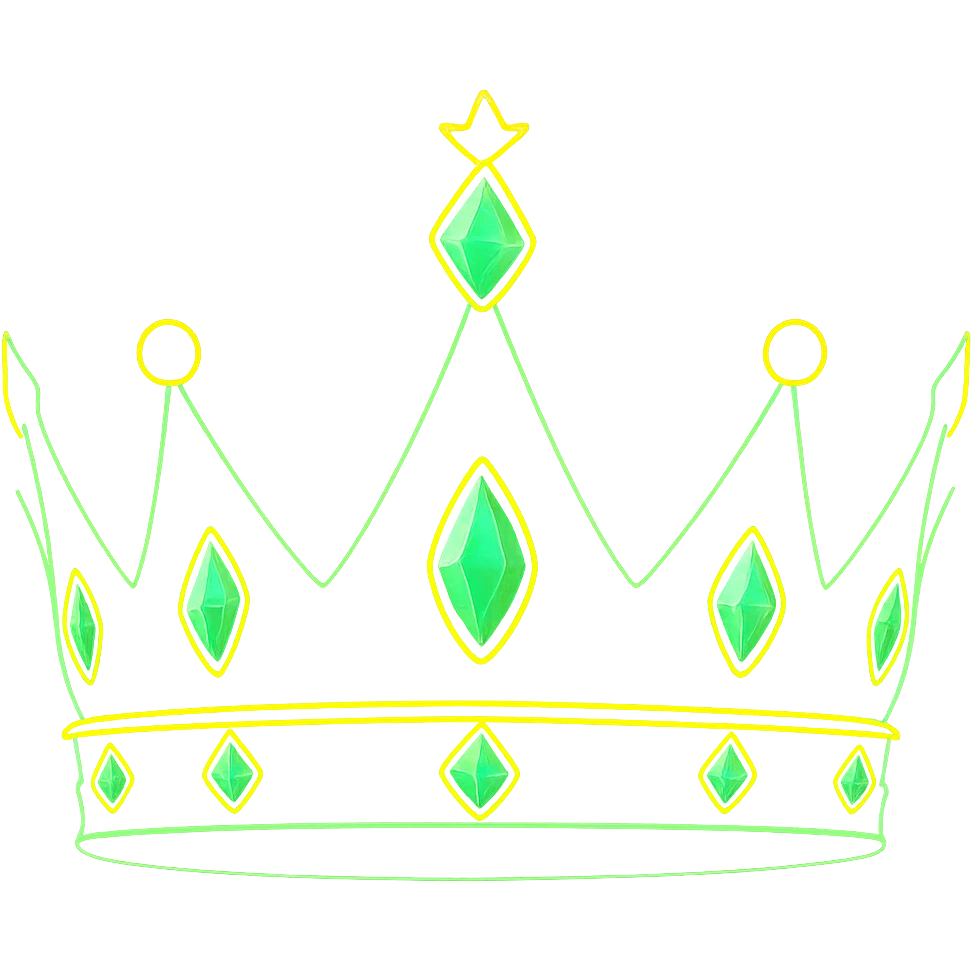 Add a glowing neon effect to the tiara, keep the background transparent, in a style suitable for editing. emoji