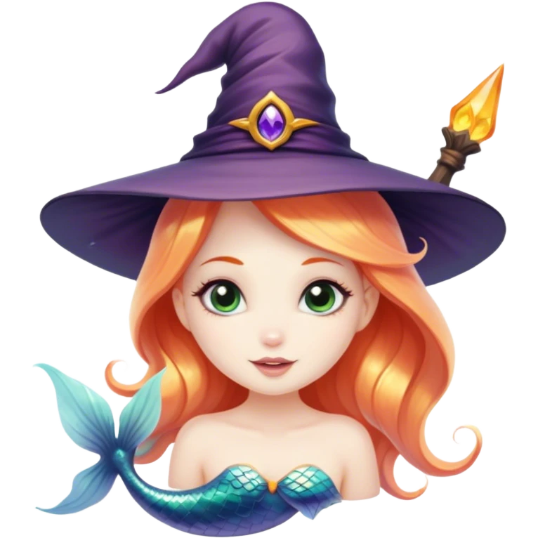Mermaid fairy with witch hat emoji