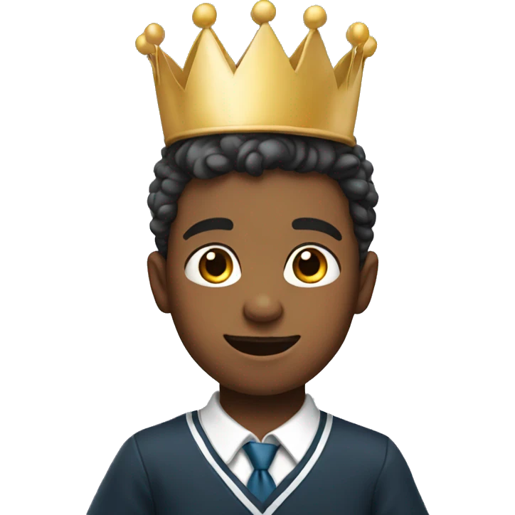 boy in school uniform with Birthday crown emoji