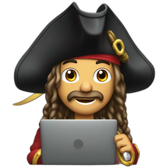 pirate progamming on laptop emoji