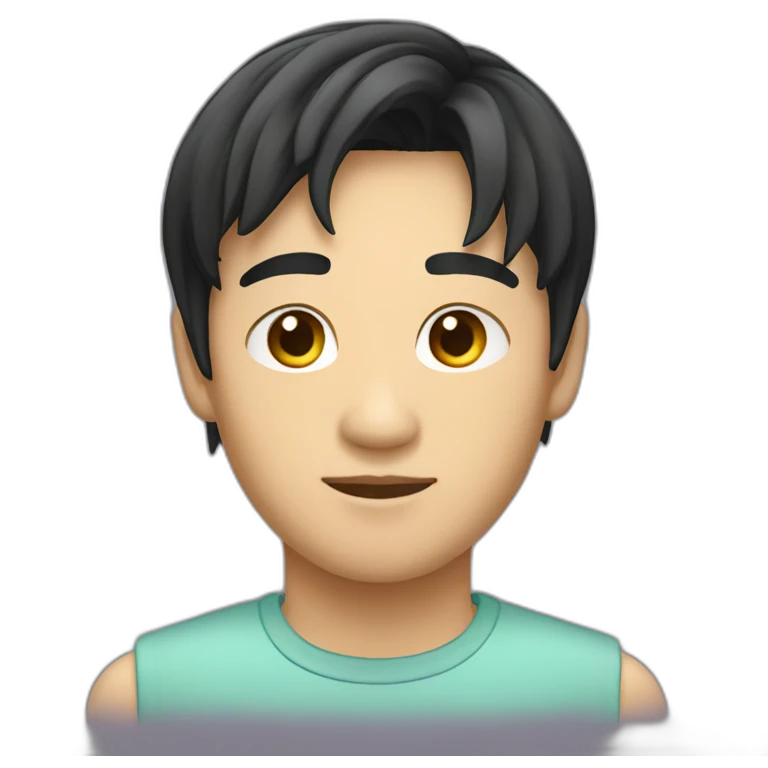 asian male with curtains haircut black hair emoji