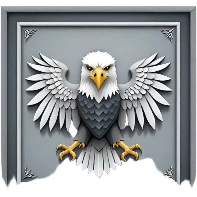 Game of thrones style eagal Sigil in square picture frame with Stark Colors emoji