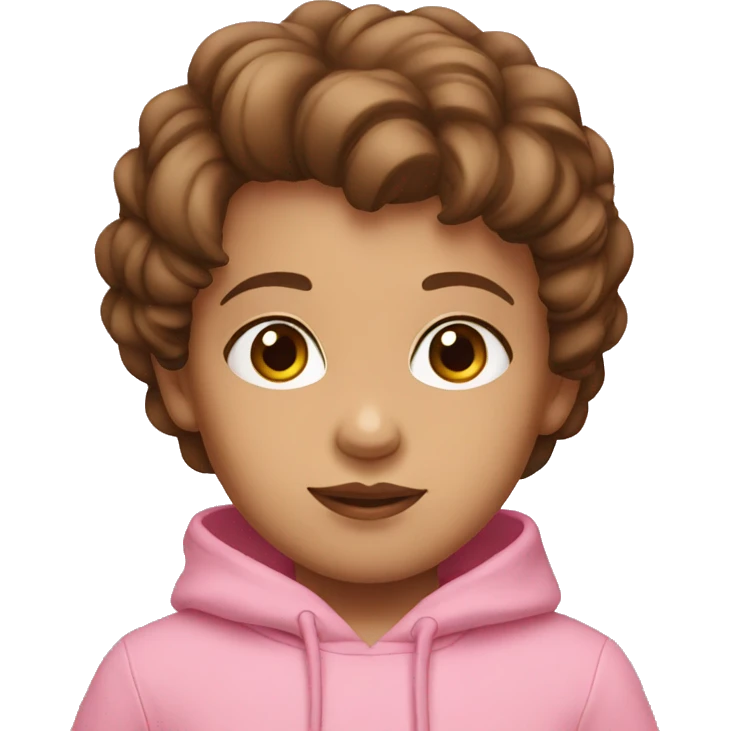 Toddler short brown eyes hair pink hoodie  emoji