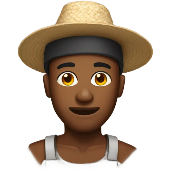 Black man wearing a rice hat emoji