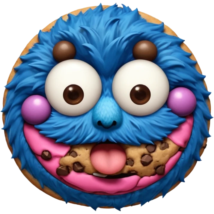 sesame street cookie monster only face and cookie emoji