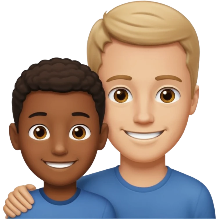 Tall white guy with dwarf black kid emoji