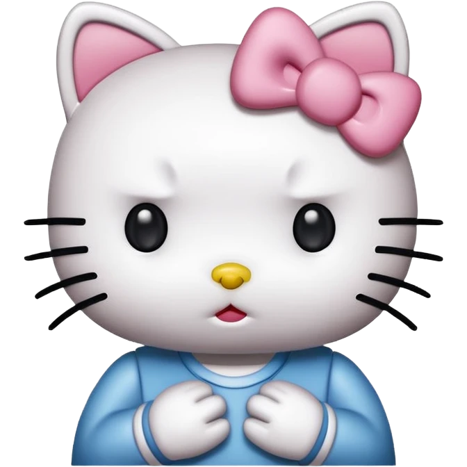 Hello Kitty with confused face emoji