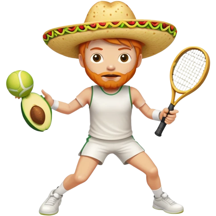 Ginger person with a taco head, playing tennis  emoji
