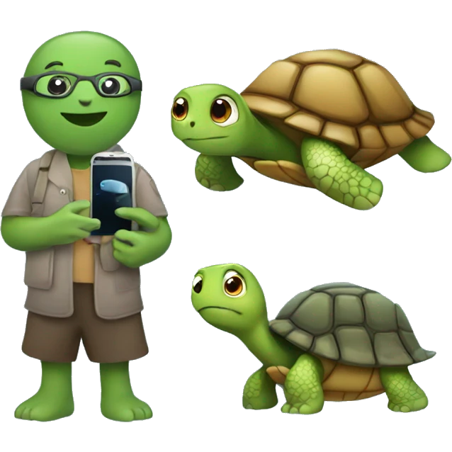turtle with a turtle with an iPhone emoji