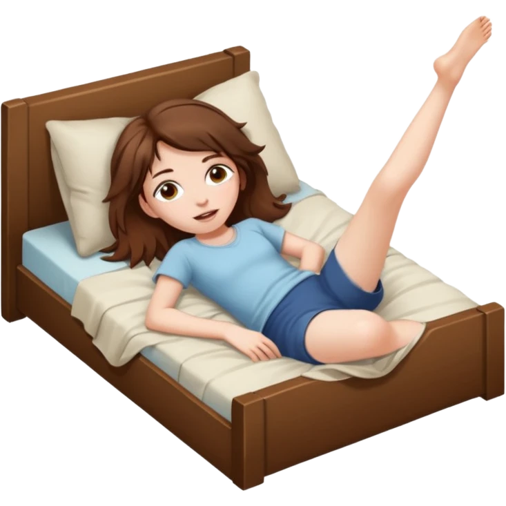 girl is lying down in bed and opening her legs wide emoji
