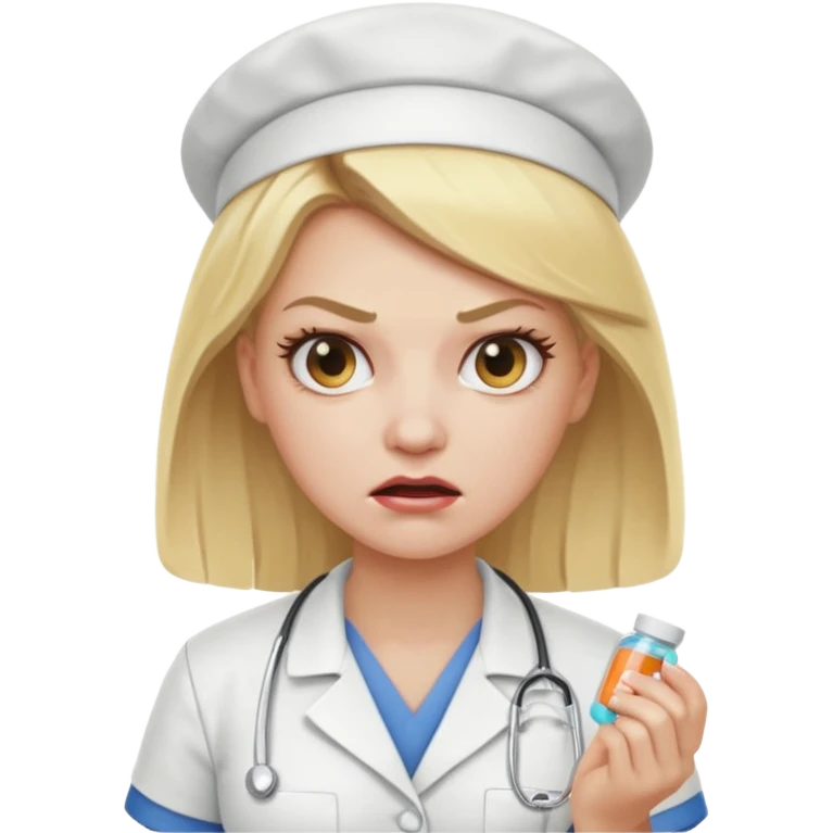 angry blonde nurse with  pills emoji