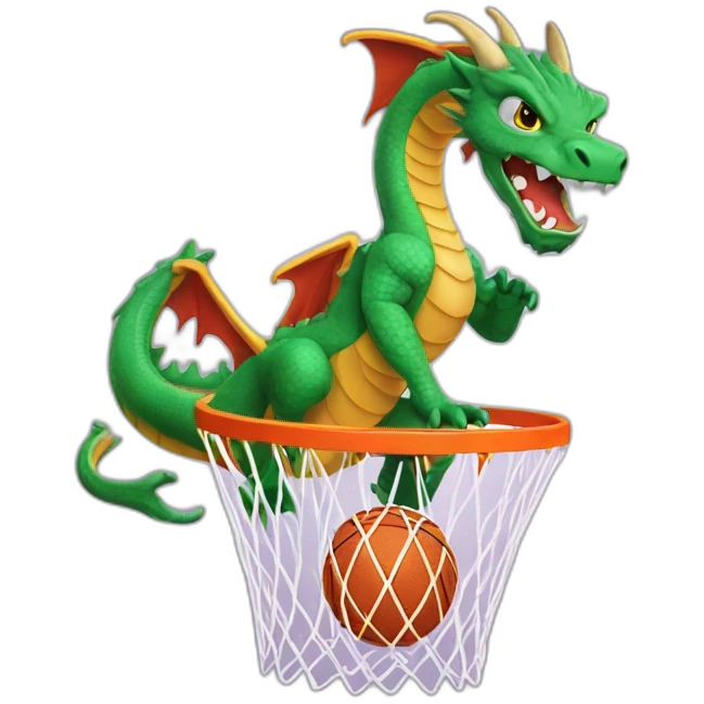 dragon sur une balle de basket emoji