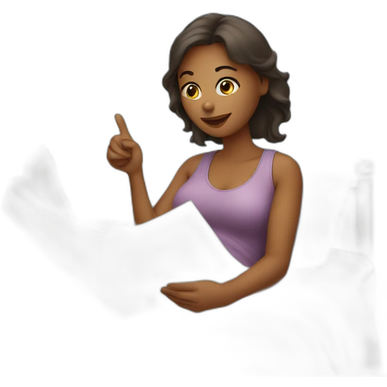 Woman holding a goodnight message emoji