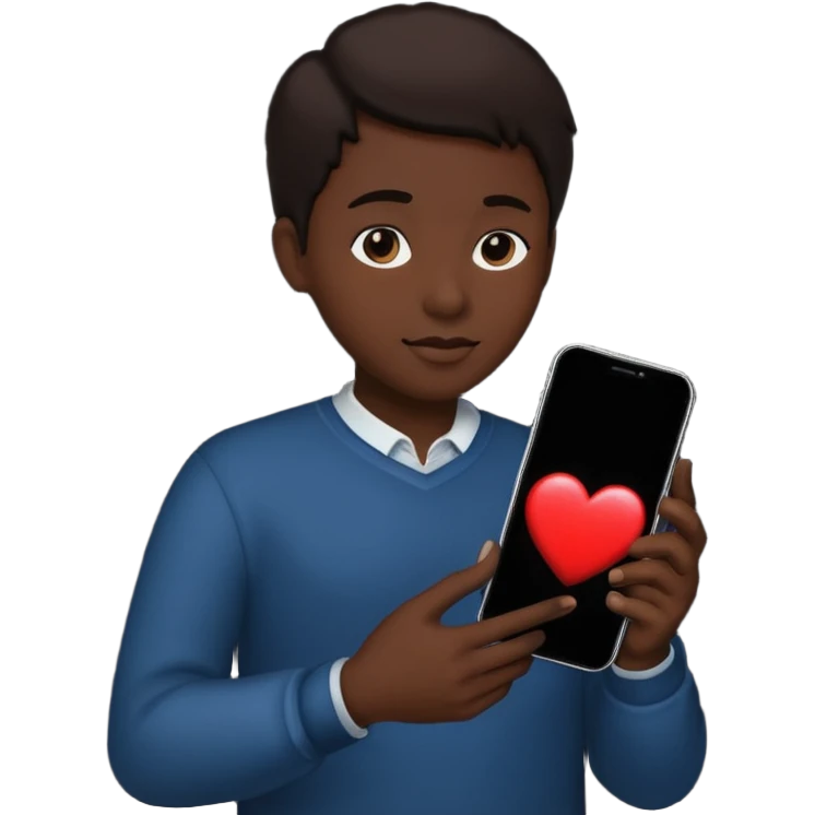 person silhouette holding a phone with a heart emoji