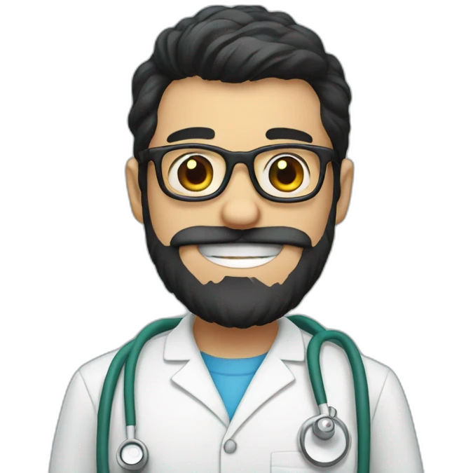 Dental Student with a black beard and glasses emoji