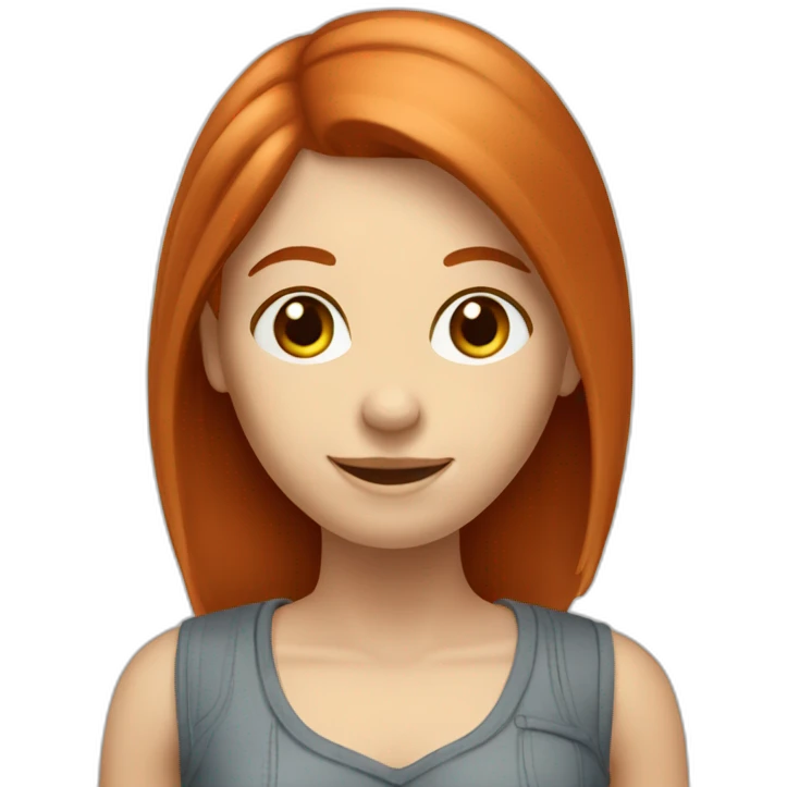 redhead white woman with medium long straight hair, saying ok emoji