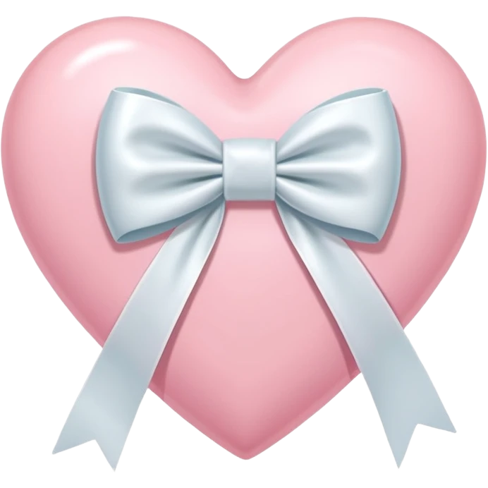 pastel pink heart with a white ribbon tied in a bow emoji