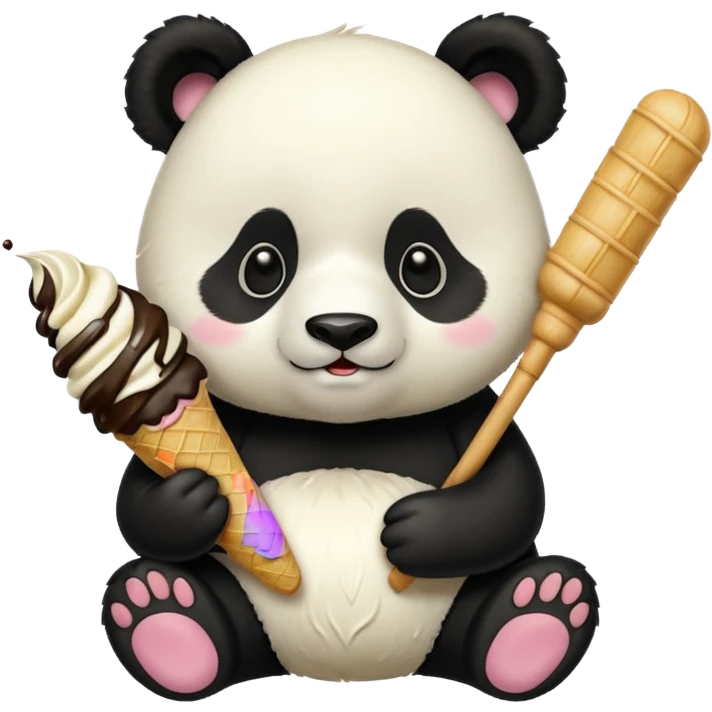 Panda eating ice cream emoji