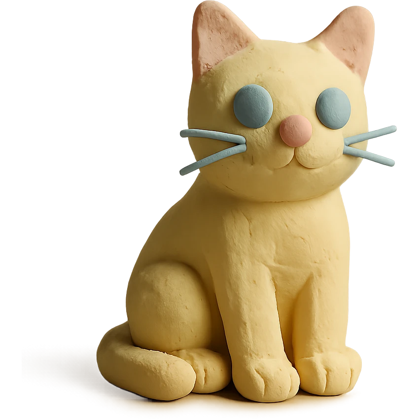 cat sitting, pastel colors, claymation style, visible fingerprints, soft lighting emoji