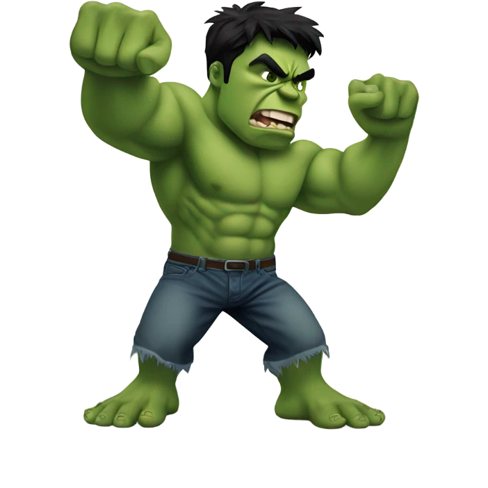 Hulk holding index finger and middle finger up emoji
