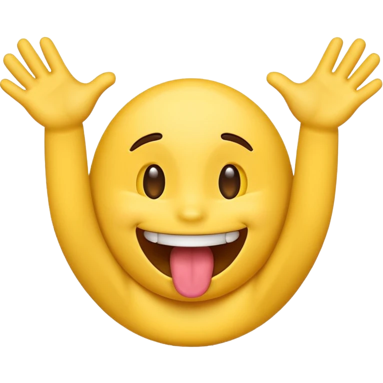 emoji sticking its tongue out with its hands going in an opening motion  emoji