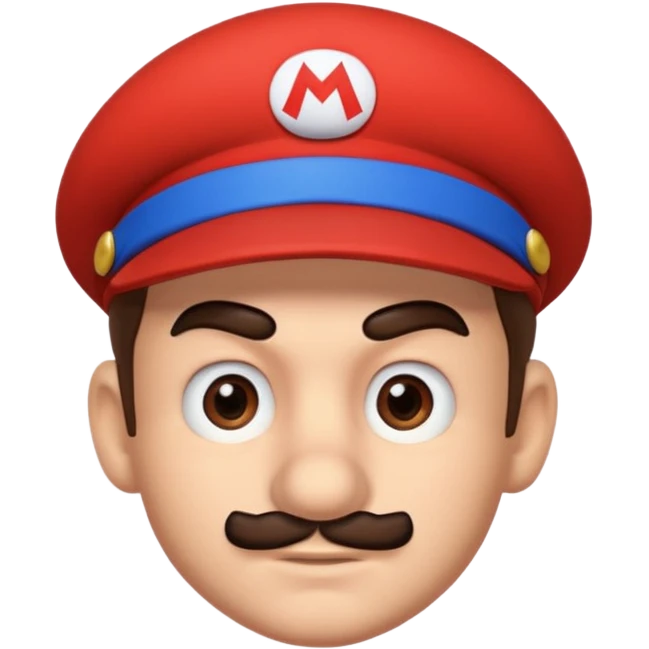 mario with one eyebrow raised and one eyebrow lowered emoji