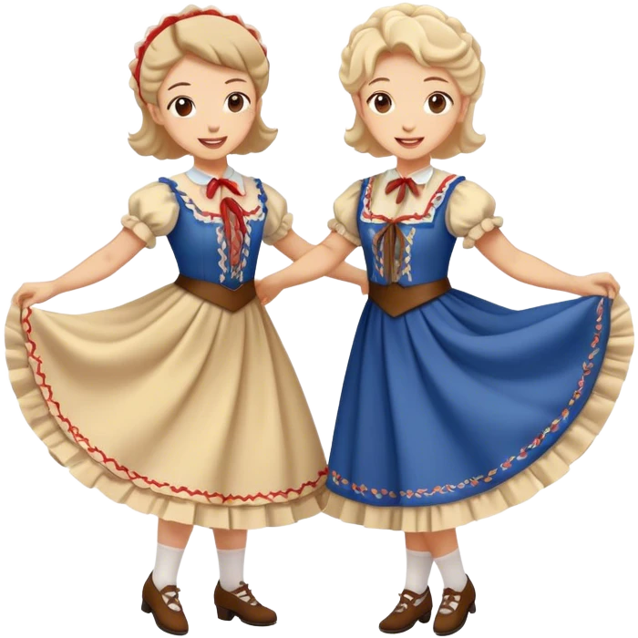 Cinematic Realistic scene of two square dancers in traditional American folk costumes, captured in joyful, coordinated motion with vibrant, rustic lighting that highlights their cultural heritage emoji