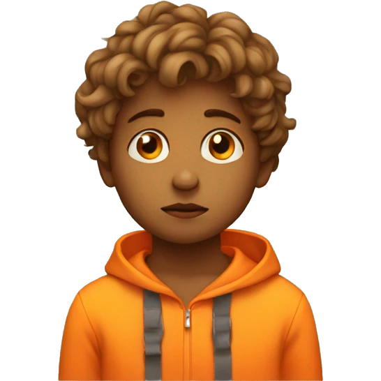 sad child in a bright orange clothes emoji