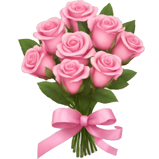 Pink roses bouquet with ribbon emoji