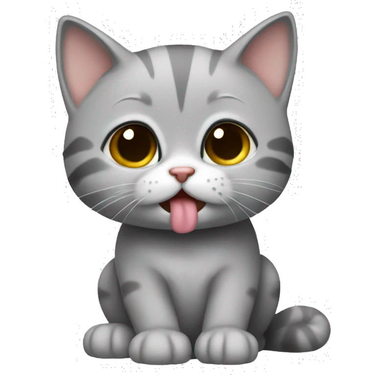 gray kitten blowing a kiss emoji