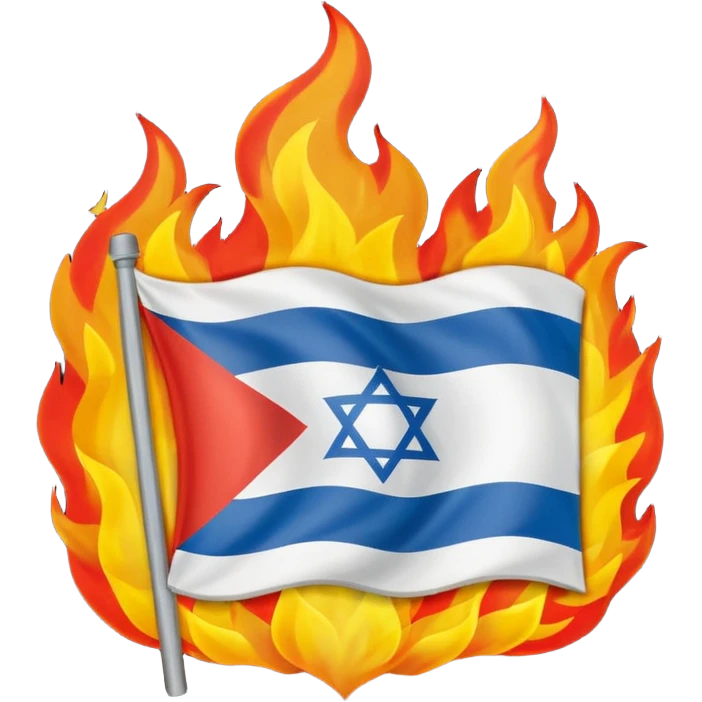 an israeli flag on fire emoji
