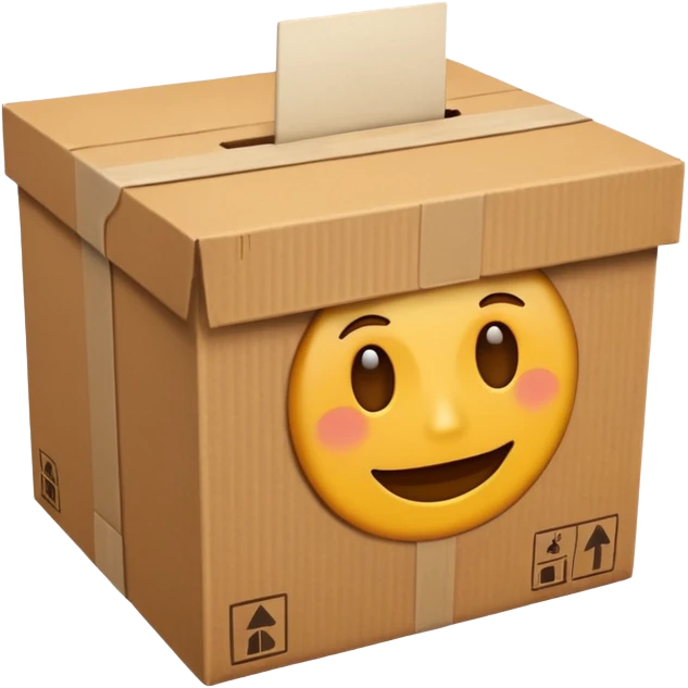 emoji de un simbolo de prohibido y que esté sobre una caja de cartón de envío emoji
