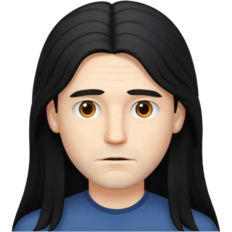 a guy thats white and has black hair and its quite long emoji