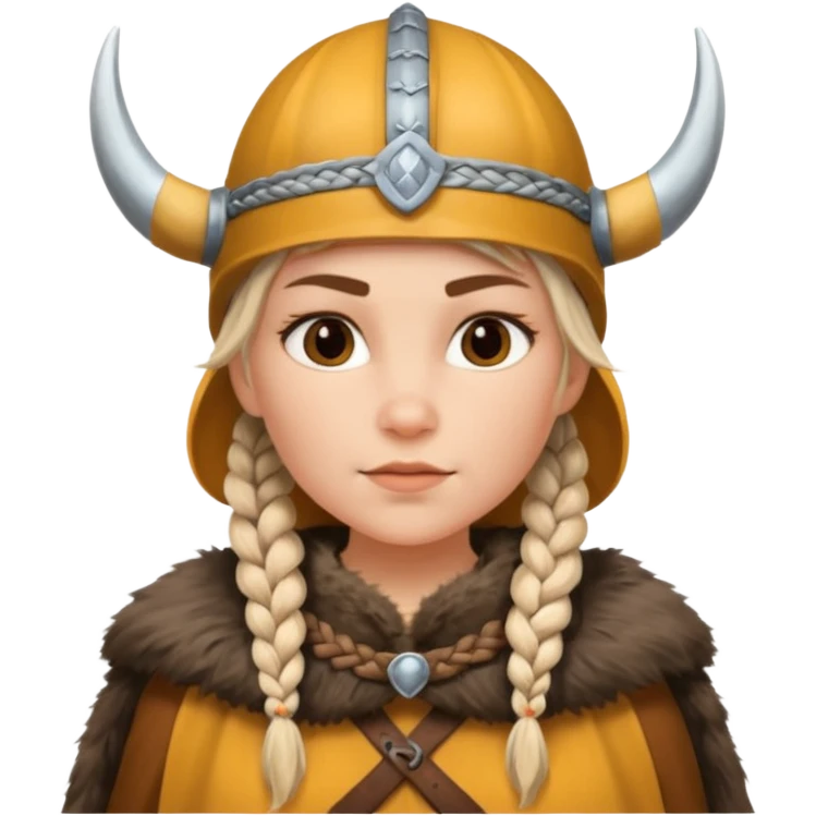 Viking woman with fur cape and helmet emoji