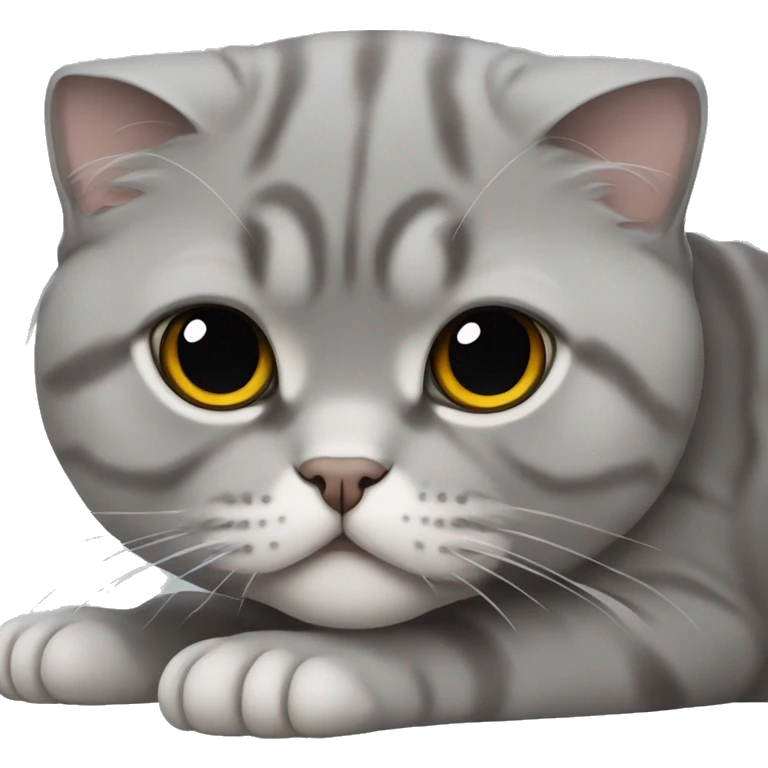 Gray Scottish fold laying emoji