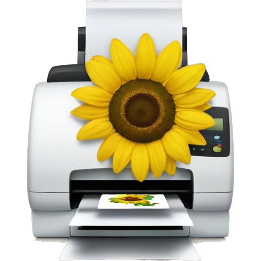 printer with sunflower emoji