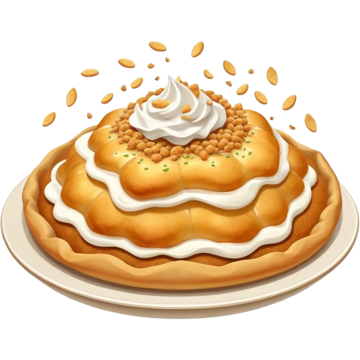 crispy Hungarian lángos being smashed with crumbs flying, fun and dynamic emoji