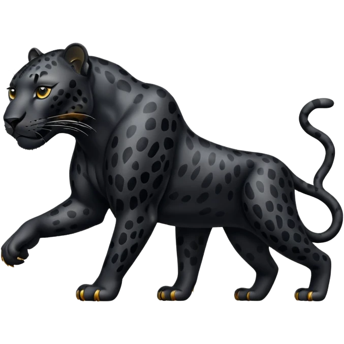 A black leopard walking  like this emoji