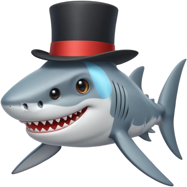 Shark with a top hat emoji