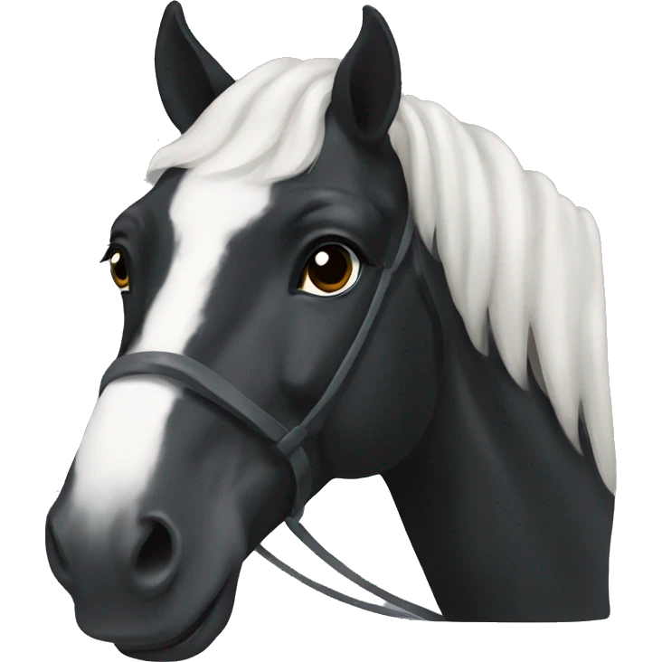 Freisian black horse with a white bow emoji