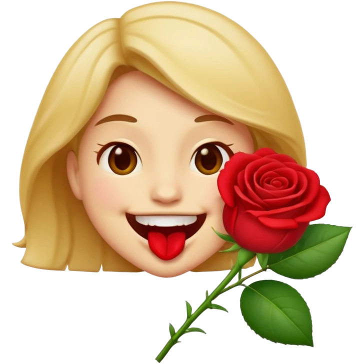 Normal emoji biting a rose flower  emoji