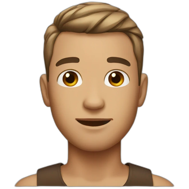 Man with very short hair brown and big cat  emoji