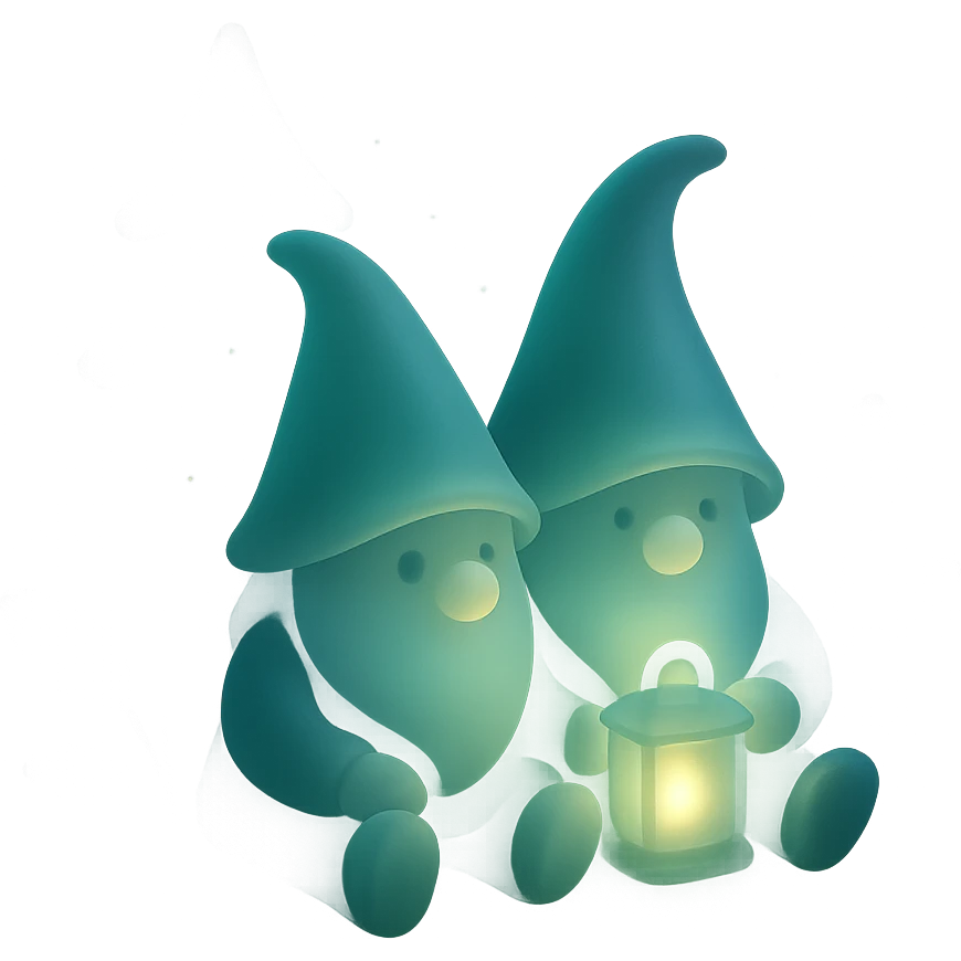 two gnomes in a forest, sitting together, magical glow, translucent effects, matte glass style emoji