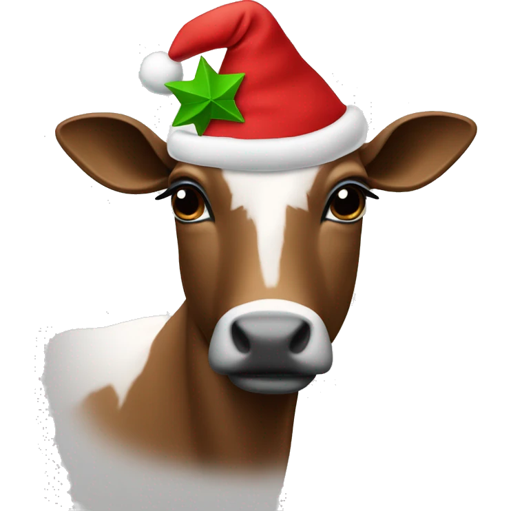 Vaca con gorro de navidad  emoji